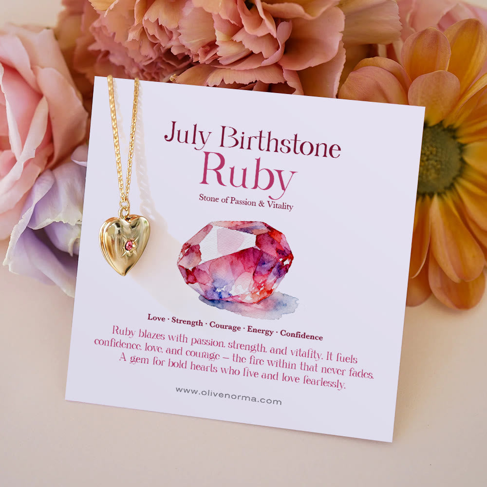 Olivenorma "Shine in My Heart"-Birthstone Heart Album Gift Card  Necklace