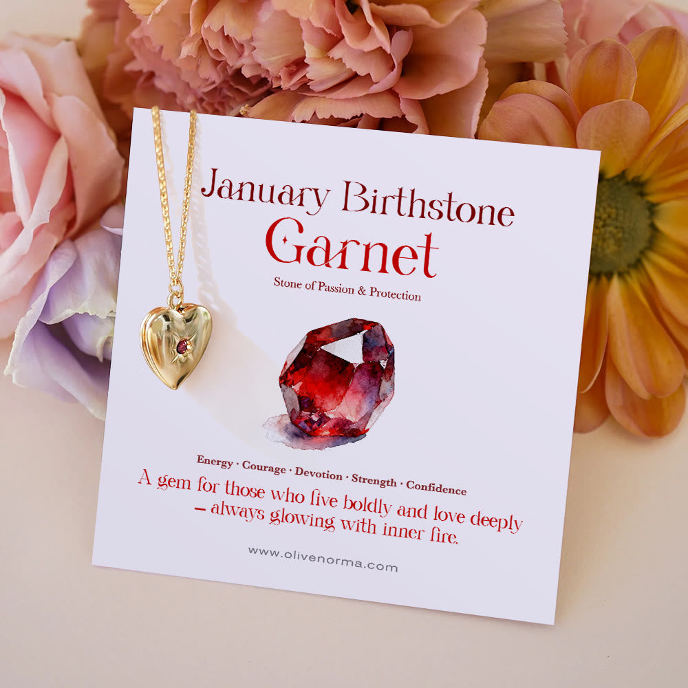 Olivenorma "Shine in My Heart"-Birthstone Heart Album Gift Card  Necklace