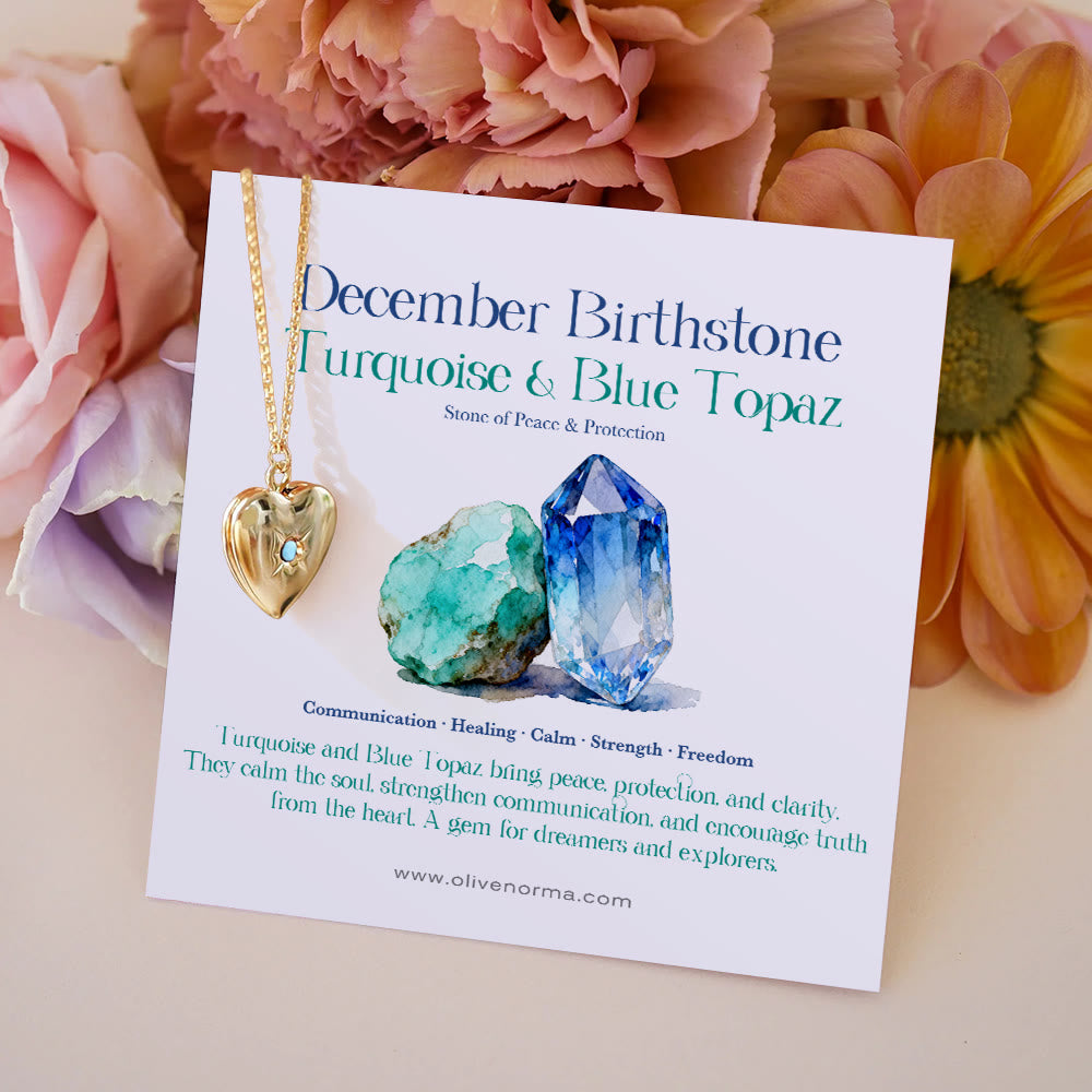 Olivenorma "Shine in My Heart"-Birthstone Heart Album Gift Card  Necklace