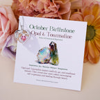 Olivenorma Double Roses Flower Heart Birthstone Gift Card Necklace