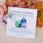 Olivenorma Double Roses Flower Heart Birthstone Gift Card Necklace