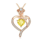 Olivenorma Rose Flower Love Heart Birthstone Gift Card Necklace