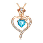 Olivenorma Rose Flower Love Heart Birthstone Gift Card Necklace