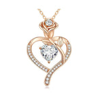 Olivenorma Rose Flower Love Heart Birthstone Gift Card Necklace