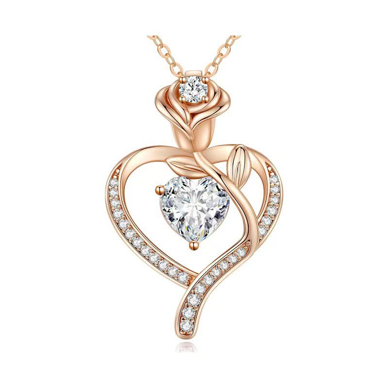 Olivenorma Rose Flower Love Heart Birthstone Gift Card Necklace
