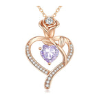 Olivenorma Rose Flower Love Heart Birthstone Gift Card Necklace