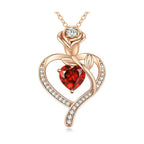 Olivenorma Rose Flower Love Heart Birthstone Gift Card Necklace