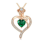 Olivenorma Rose Flower Love Heart Birthstone Gift Card Necklace
