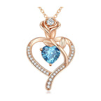Olivenorma Rose Flower Love Heart Birthstone Gift Card Necklace