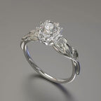 White Crystal Rose Silver Ring