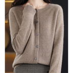 Pure - Pure Merino Wool Women's O-Neck Cardigan Sweater