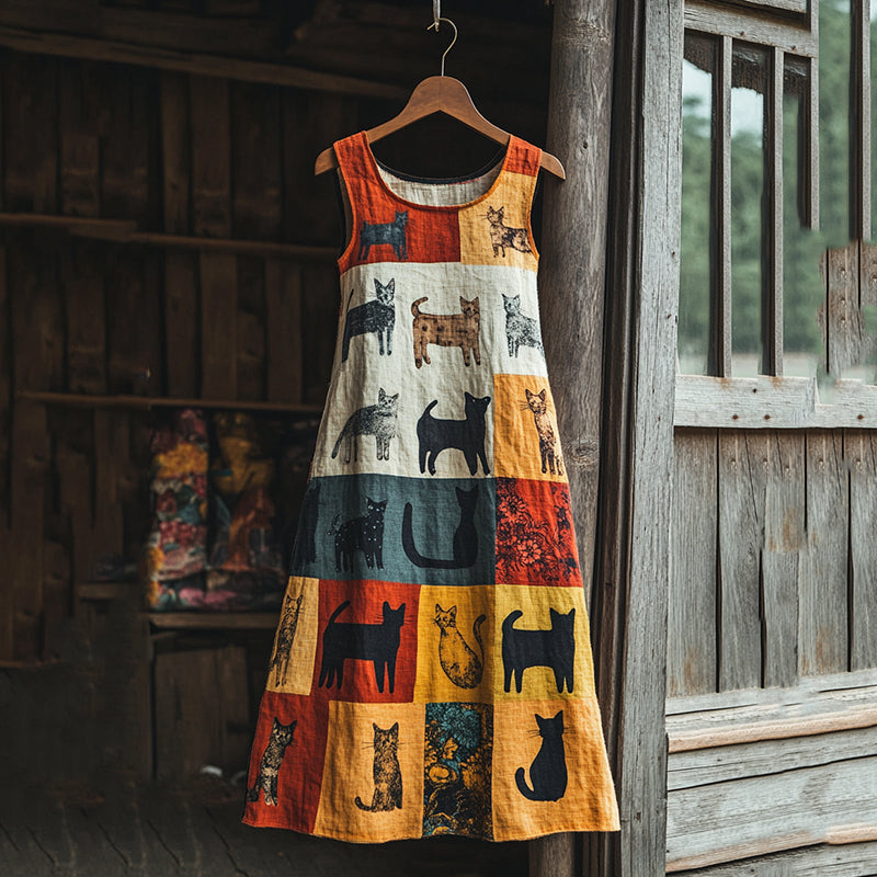 Suzette - Patchwork Cat Dress