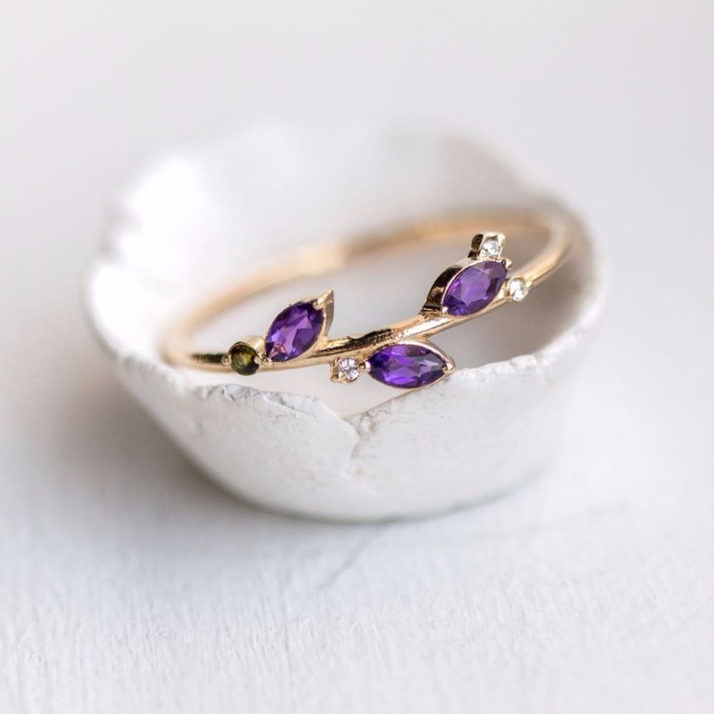 Violet Fern Gold Ring