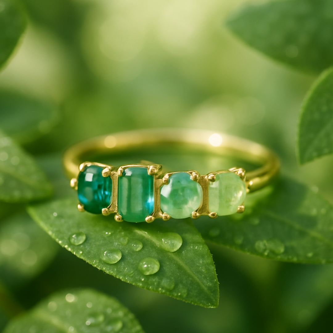 Green Gemstone 14K Gold Ring
