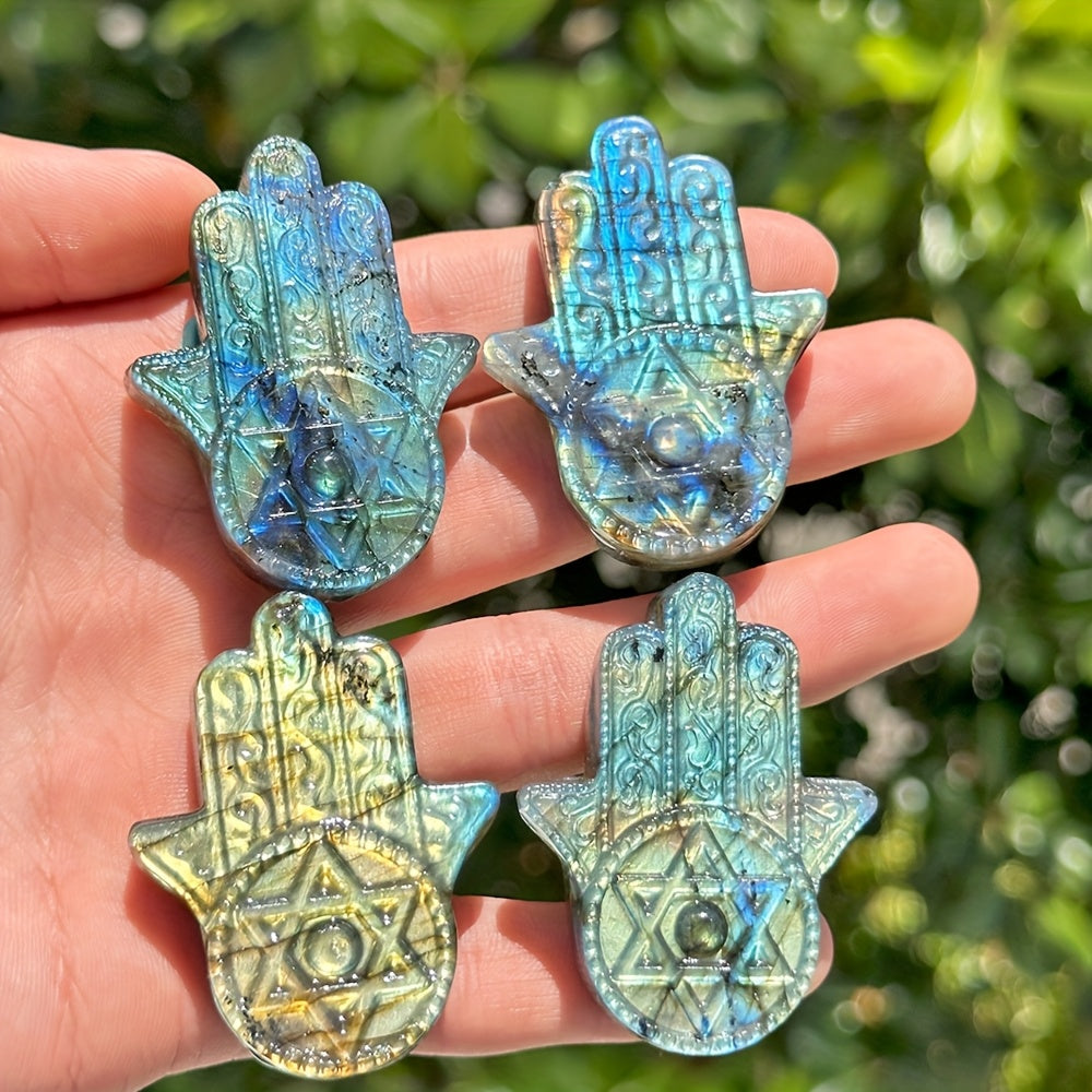 Labradorite Hexagram Crystal Carving