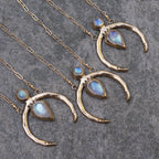 Olivenorma Gold Crescent Moonstone Necklace