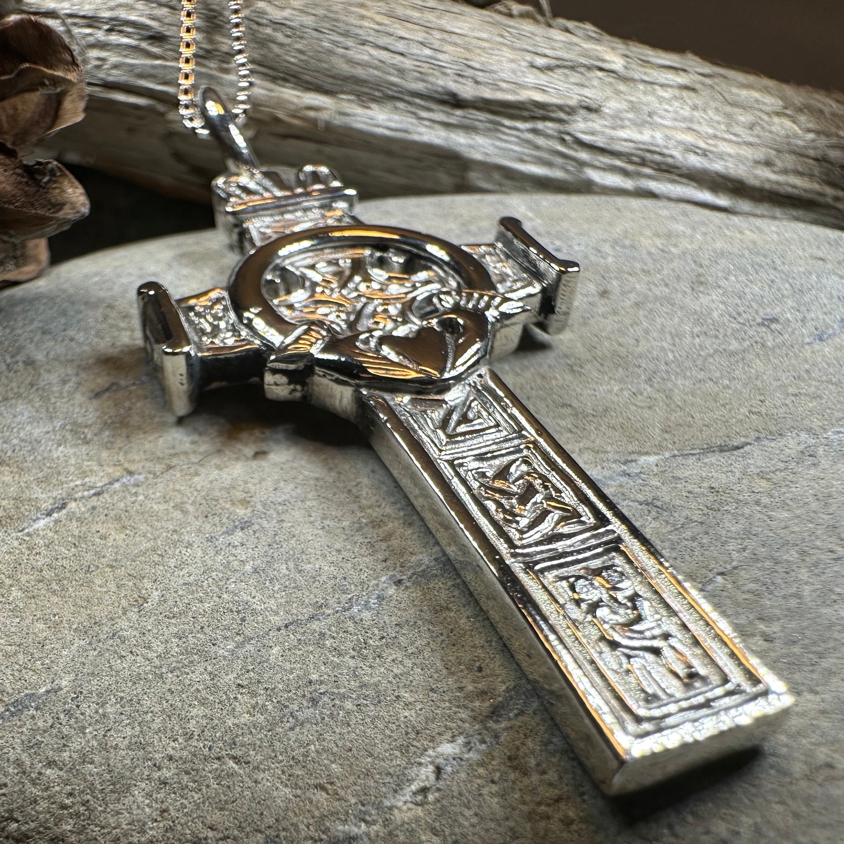 Large Artisan Irish Claddagh Cross Necklace