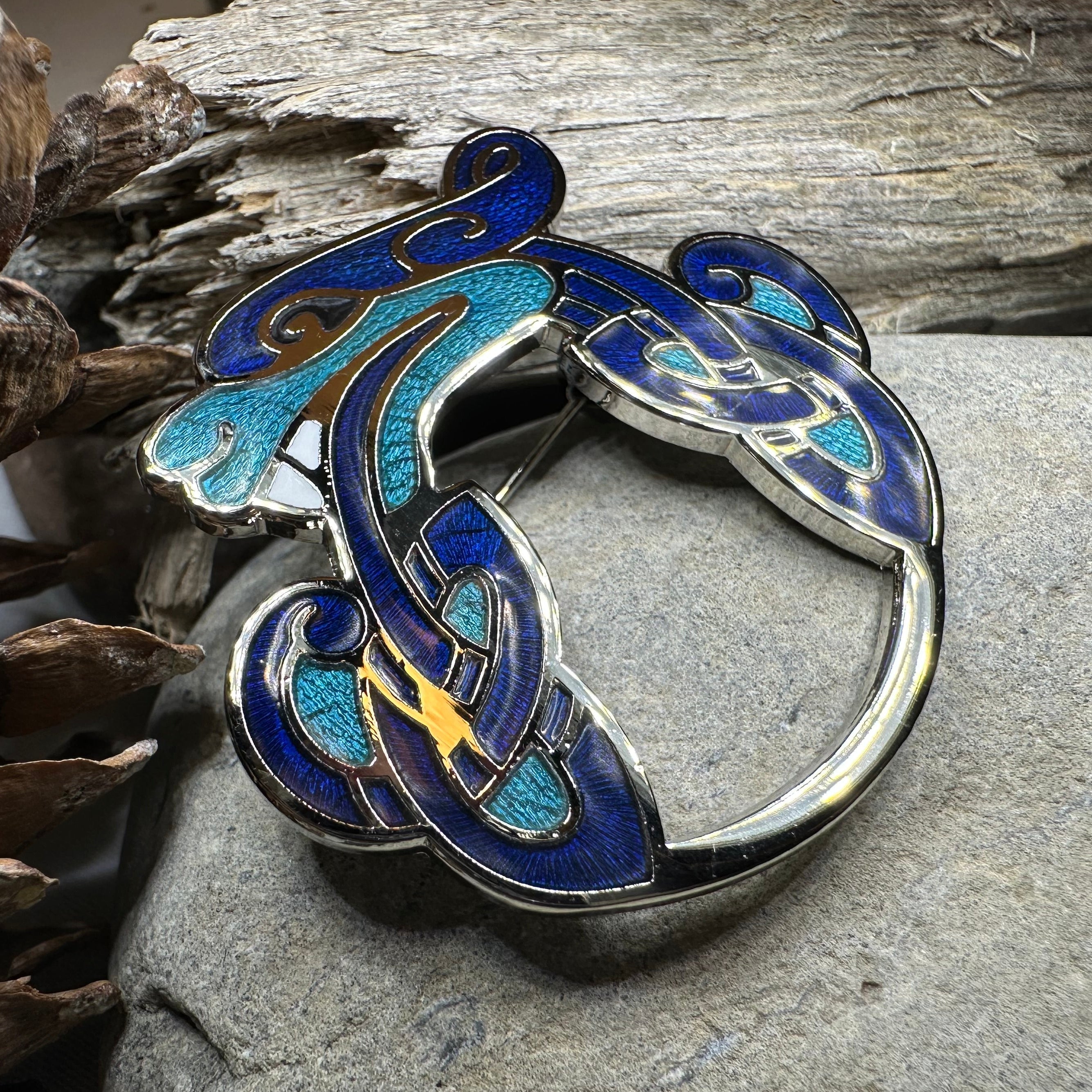 Enamel Celtic Dragon Brooch