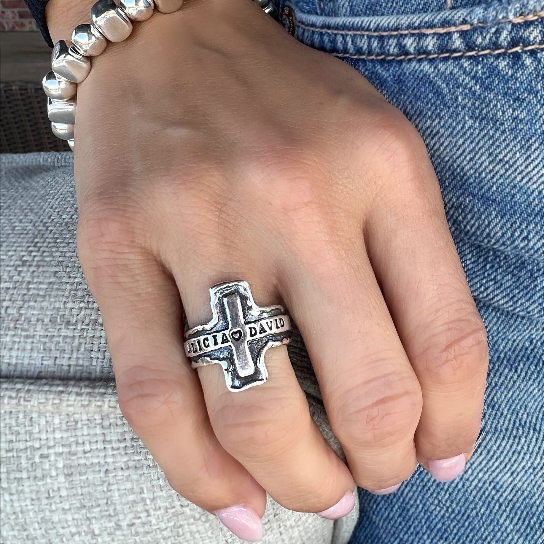 Personalized Cross Ring