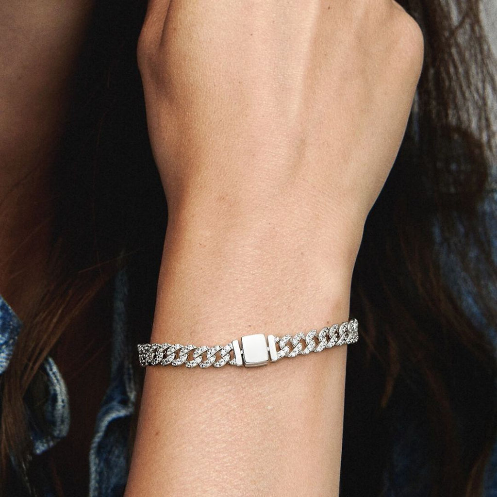Pave Cuban Bracelet | White Gold
