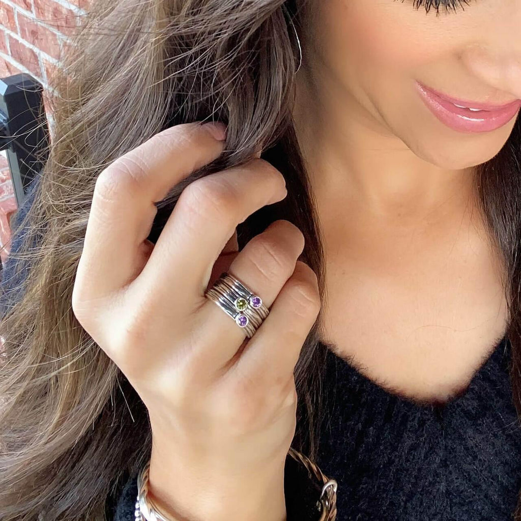 One Stone Stack Ring