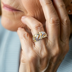 Vintage Gold Blue Zirconia Ring