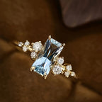 Rectangular Birthstone Ring 925 Silver Bohemian Style High Jewelry Gift