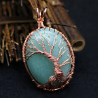 Olivenorma Oval Tiger Eye Tree Of Life Gemstone Necklace