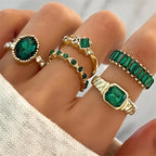 Zarina Elegant Emerald Gold Ring Collection