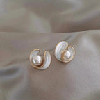 O&O - Luxury White Opal Earrings with Pearls Gold