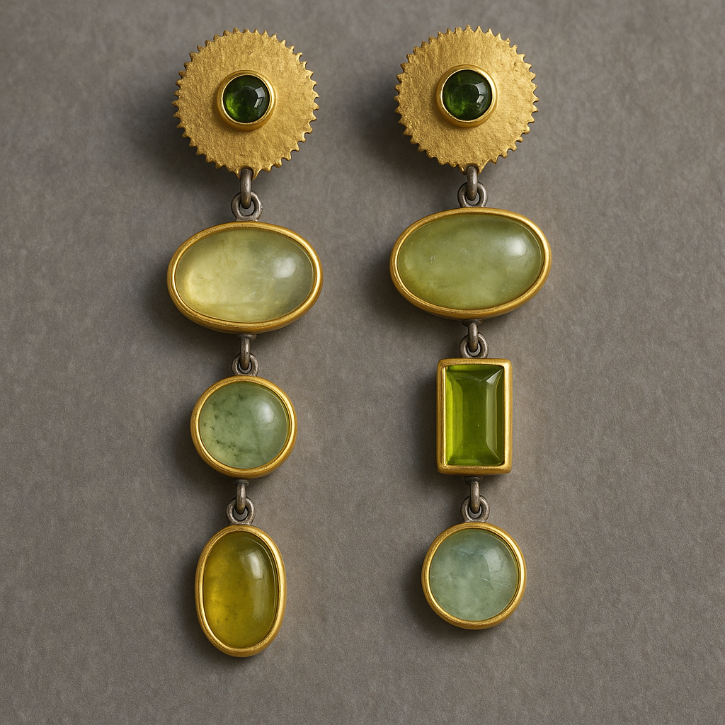 Golden Forest Green Earrings