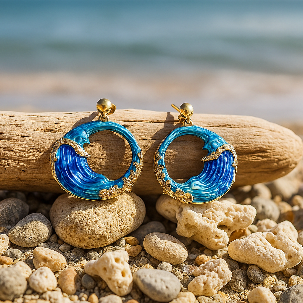 Elegant Hand-Painted Wave Earrings