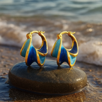 Elegant Wave Enamel Blue Earrings