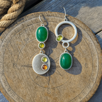 Silver Green Drop Earrings