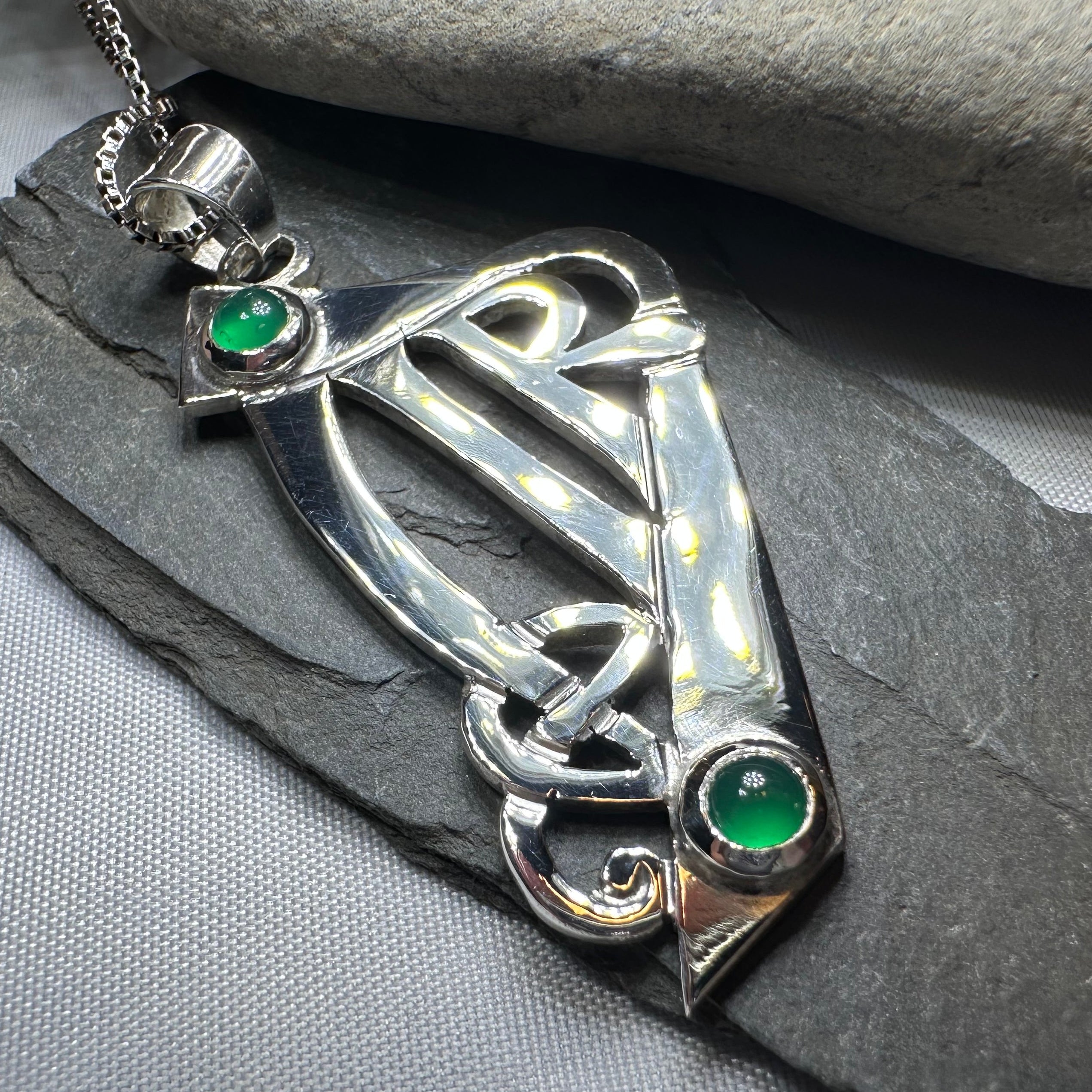 Artisan Large Irish Harp Necklace