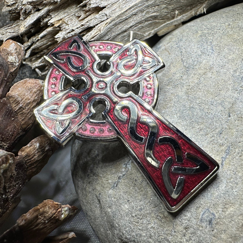 Enamel Celtic Cross Brooch