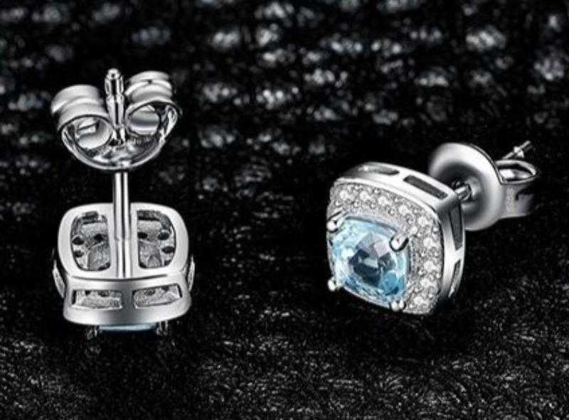 Women's Sky Blue Topaz Cut Silver Plated Jewelry Set