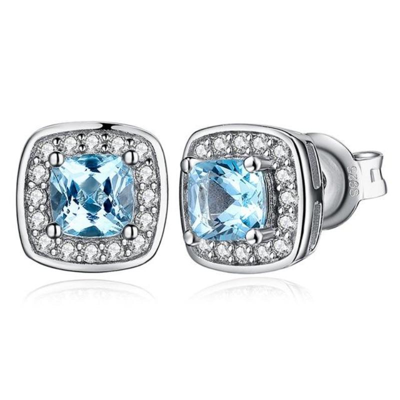 Women's Sky Blue Topaz Cut Silver Plated Jewelry Set