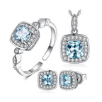 Women's Sky Blue Topaz Cut Silver Plated Jewelry Set