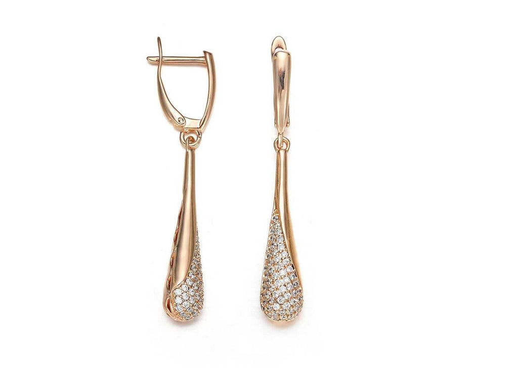 Women's Tear Drop Shaped Hoop Dangle Earrings With Crystals