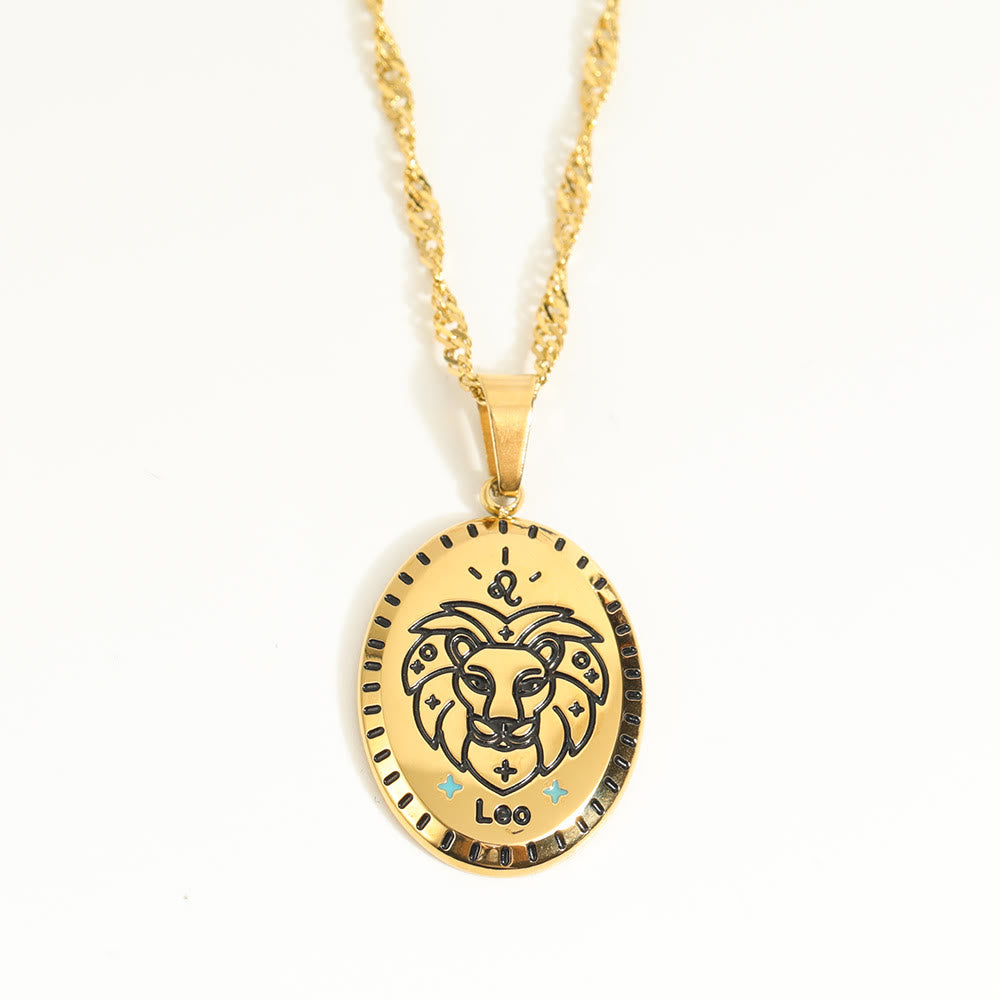 Olivenorma French Vintage Zodiac Stainless Steel 18k Gold Necklace