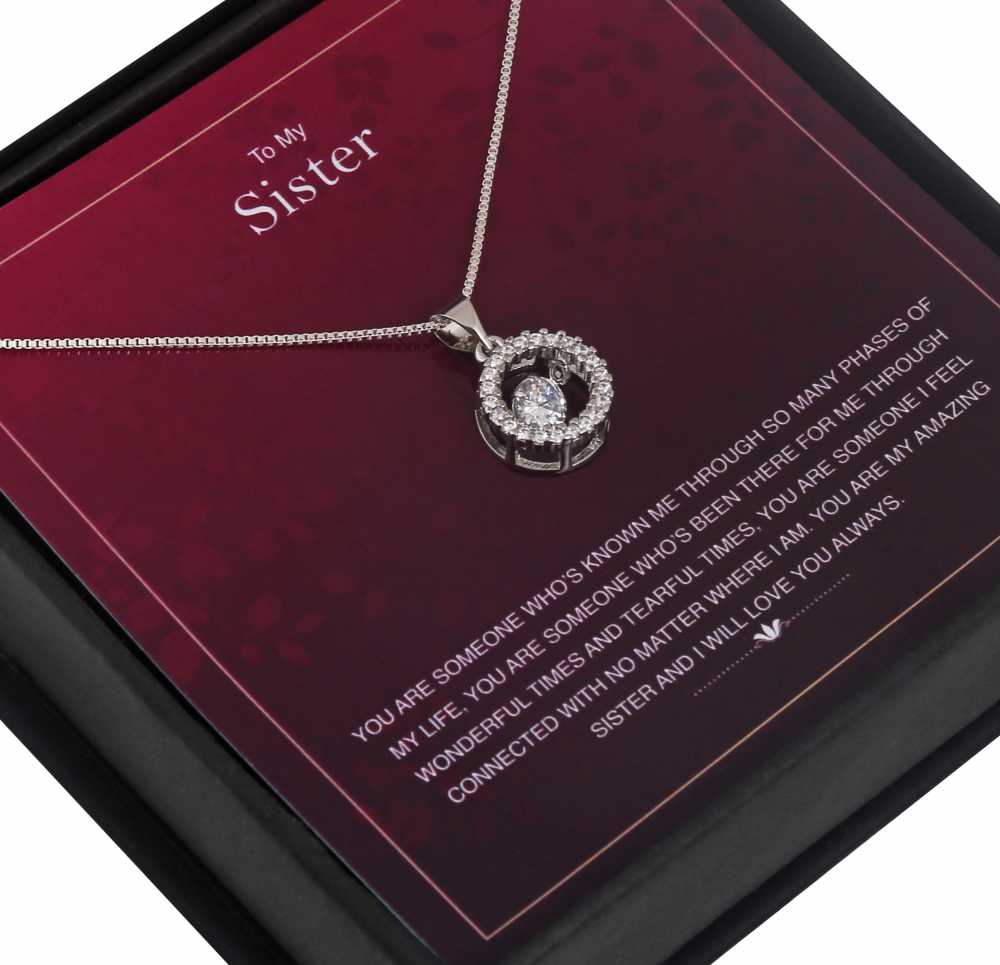 Lovable Sister Personalised Gift With Silver Plated Pendant Necklace