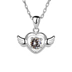 Women's Silver Plated Angel Winged Heart Pendant Necklace