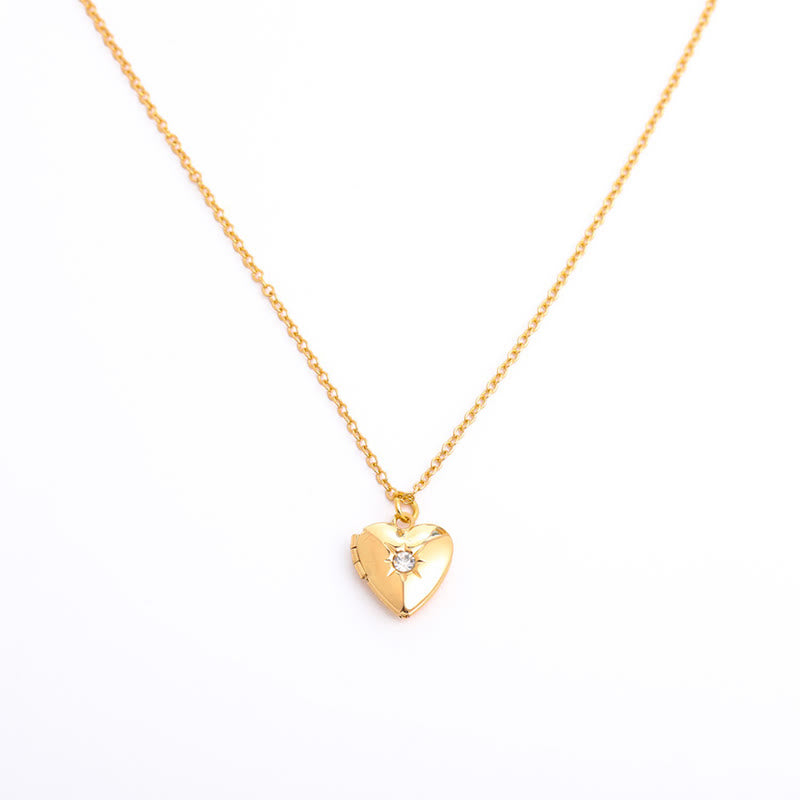 Olivenorma "Shine in My Heart"-Birthstone Heart Album Gift Card  Necklace