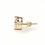 Women's Gold Plated Round Solitaire Earrings With Cubic Zirconia