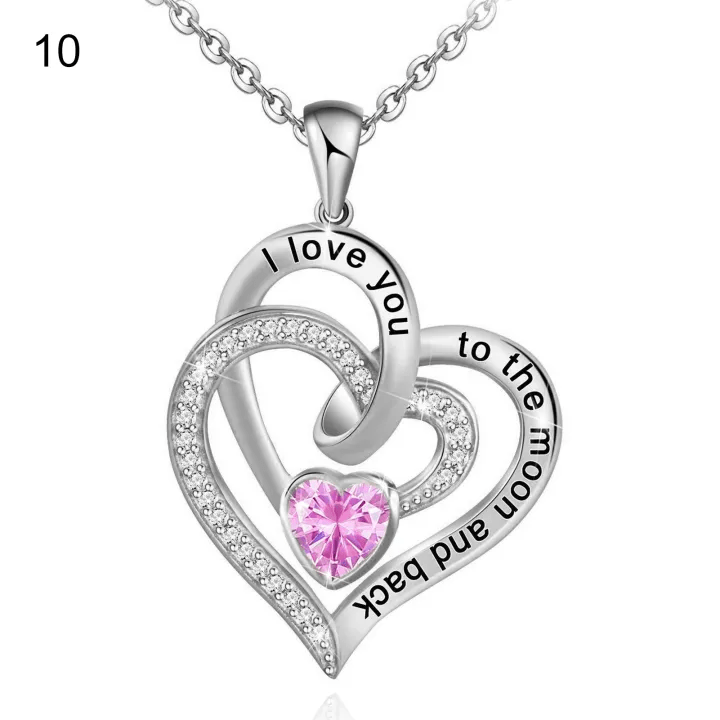 Olivenorma Hearts and Hearts Birthstone Gift Card Necklace