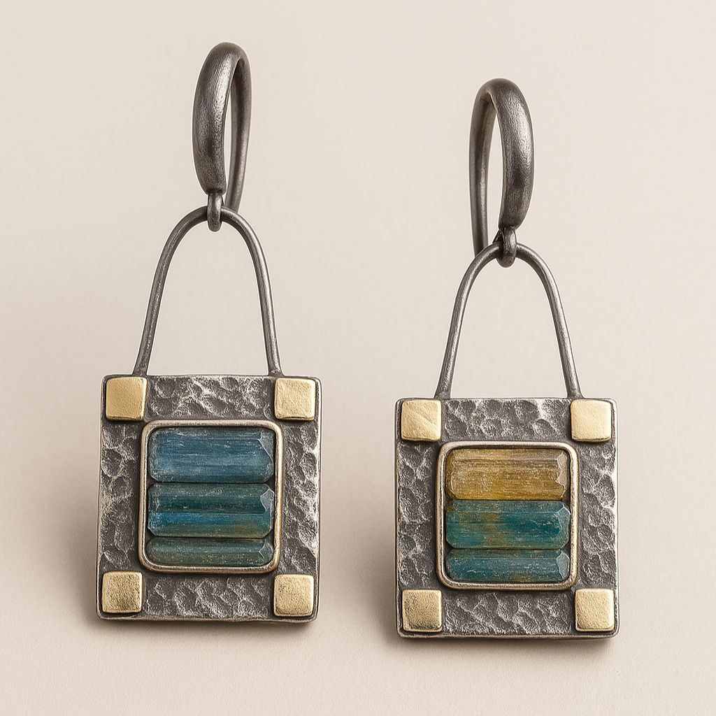 Blue Green Crystal Earrings