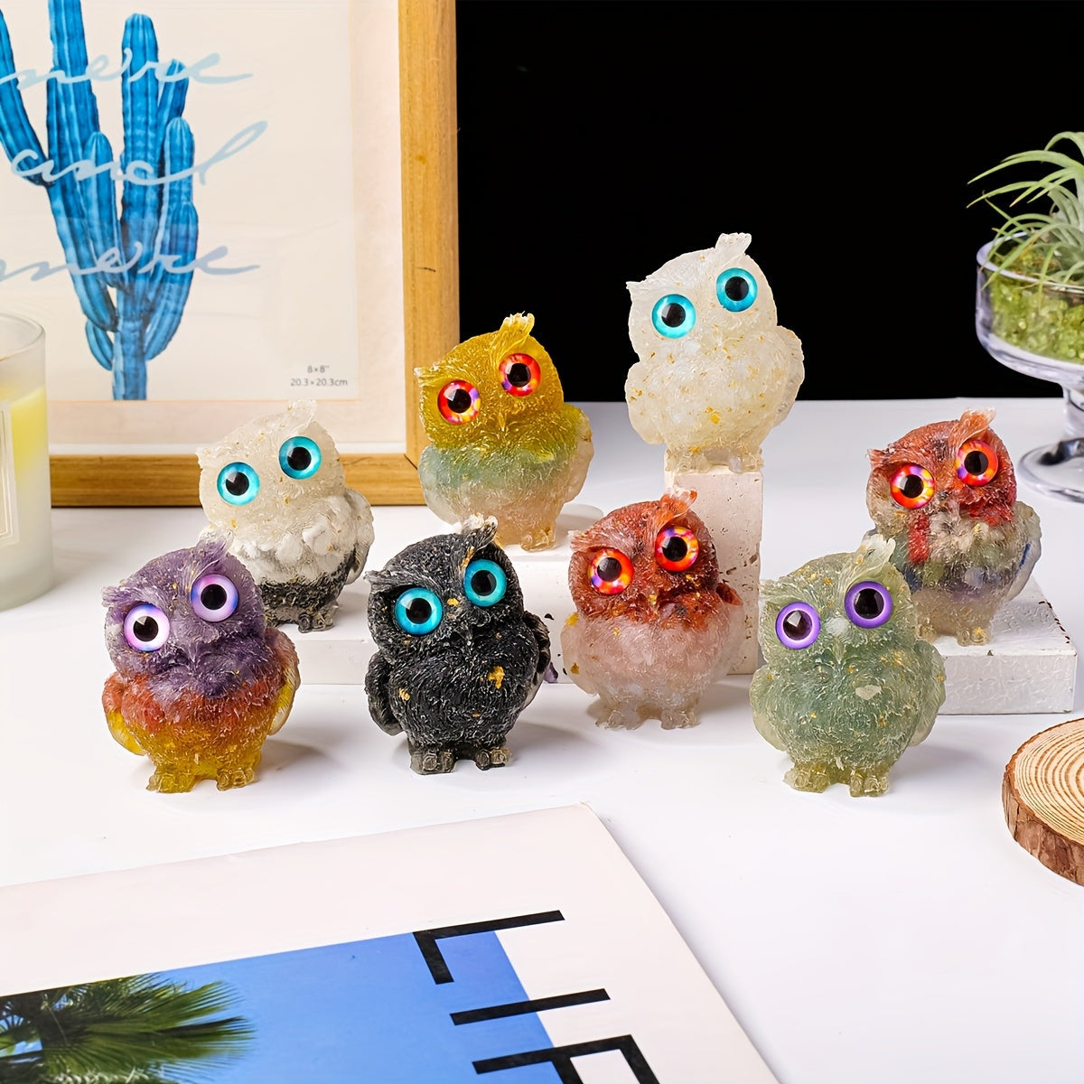 Crystal Resin Drip Owl Patchwork Semi-finished DIY Kit