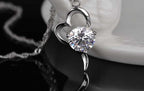 Women's Silver Plated Cubic Zirconia Heart Pendant Necklace