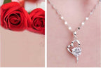 Women's Silver Plated Cubic Zirconia Heart Pendant Necklace